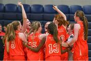 25 January 2018; Scoil Chriost Rí players celebrate after the Subway All-Ireland Schools U16A Girls Cup Final match between Crescent Comprehensive, Limerick, and Scoil Chriost Rí, Portlaoise, Laois, at the National Basketball Arena in Tallaght, Dublin. Photo by Brendan Moran/Sportsfile