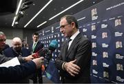 24 January 2018: Republic of Ireland head coach Martin O'Neill speaks to media in the Mixed Zone after the UEFA Nations League Draw in Lausanne, Switzerland. Photo by Stephen McCarthy / UEFA via Sportsfile