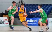 25 January 2018; Rapolas Buivydas of CBS The Green in action against Denis Price and Christopher Fulton of St Malachy's during the Subway All-Ireland Schools U16A Boys Cup Final match between St Mary's CBS The Green Tralee, Kerry, and St Malachy's, Belfast, Antrim, at the National Basketball Arena in Tallaght, Dublin. Photo by Brendan Moran/Sportsfile