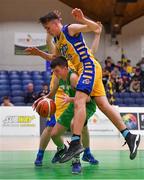 25 January 2018; Denis Price of St Malachy's is fouled by Rapolas Buivydas of CBS The Green during the Subway All-Ireland Schools U16A Boys Cup Final match between St Mary's CBS The Green Tralee, Kerry, and St Malachy's, Belfast, Antrim, at the National Basketball Arena in Tallaght, Dublin. Photo by Brendan Moran/Sportsfile