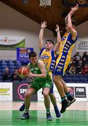 25 January 2018; Denis Price of St Malachy's in action against Peter Kearns and Rapolas Buivydas of CBS The Green during the Subway All-Ireland Schools U16A Boys Cup Final match between St Mary's CBS The Green Tralee, Kerry, and St Malachy's, Belfast, Antrim, at the National Basketball Arena in Tallaght, Dublin. Photo by Brendan Moran/Sportsfile