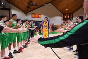 25 January 2018; Rapolas Buivydas of CBS The Green is applauded from the court by the St Malachy's team after the Subway All-Ireland Schools U16A Boys Cup Final match between St Mary's CBS The Green Tralee, Kerry, and St Malachy's, Belfast, Antrim, at the National Basketball Arena in Tallaght, Dublin. Photo by Brendan Moran/Sportsfile