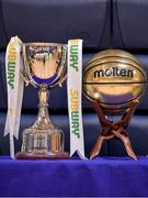 25 January 2018; A general view of the cup and MVP award prior to the Subway All-Ireland Schools U16A Girls Cup Final match between Crescent Comprehensive, Limerick, and Scoil Chriost Rí, Portlaoise, Laois, at the National Basketball Arena in Tallaght, Dublin. Photo by Brendan Moran/Sportsfile