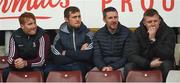 28 January 2018; Galway players left to right, Conor Whelan, Ronan Burke, Colm Callanan, and Joe Canning, watch the game from the stand during the Allianz Hurling League Division 1B Round 1 match between Galway and Antrim at Pearse Stadium in Galway. Photo by Daire Brennan/Sportsfile