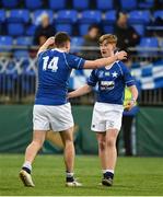 2 February 2018; Hugo Conway, left, and Eoin Franklin of St Mary's College celebrate after the Bank of Ireland Leinster Schools Senior Cup Round 1 match between St Mary's College and St Andrew's College at Donnybrook Stadium in Dublin. Photo by Daire Brennan/Sportsfile