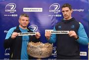 2 February 2018; Leinster Rugby Academy Manager Peter Smyth, left, and Leinster Rugby Talent Identification Officer Trevor Hogan, draw out the names of Newbridge College and Belvedere College during the Bank of Ireland Leinster Schools Senior Cup Round 2 Draw at Old Wesley Clubhouse in Donnybrook, Dublin. Photo by Daire Brennan/Sportsfile