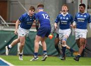 2 February 2018; Hugo Conway of St Mary's College celebrates after scoring his side's first try during the Bank of Ireland Leinster Schools Senior Cup Round 1 match between St Mary's College and St Andrew's College at Donnybrook Stadium in Dublin. Photo by Daire Brennan/Sportsfile