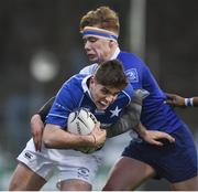 2 February 2018; Hugo Conway of St Mary's College is tackled by Luke Hoade of St Andrew's College during the Bank of Ireland Leinster Schools Senior Cup Round 1 match between St Mary's College and St Andrew's College at Donnybrook Stadium in Dublin. Photo by Daire Brennan/Sportsfile