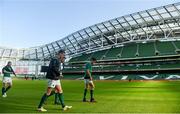 9 February 2018; Jonathan Sexton, Rob Kearney and Conor Murray walk out prior to the Ireland Rugby Captain's Run at the Aviva Stadium in Dublin. Photo by David Fitzgerald/Sportsfile