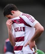 10 February 2018; A dejected Christopher McKaigue of Slaughtneil following his side's defeat in the AIB GAA Hurling All-Ireland Senior Club Championship Semi-Final match between Na Piarsaigh and Slaughtneil at Parnell Park in Dublin. Photo by Eóin Noonan/Sportsfile