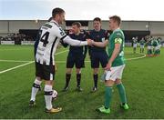 11 February 2018; Captains Dane Massey of Dundalk, left, and Conor McCormack of Cork City shake hands prior to the President's Cup match between Dundalk and Cork City at Oriel Park in Dundalk, Co Louth. Photo by Seb Daly/Sportsfile