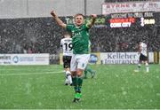 11 February 2018; Cork City captain Conor McCormack celebrates at the final whistle following his side's victory during the President's Cup match between Dundalk and Cork City at Oriel Park in Dundalk, Co Louth. Photo by Seb Daly/Sportsfile