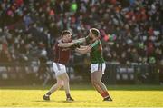 11 February 2018; Gareth Bradshaw of Galway and Aidan O'Shea of Mayo tussle off the ball during the Allianz Football League Division 1 Round 3 match between Galway and Mayo at Pearse Stadium in Galway. Photo by Diarmuid Greene/Sportsfile