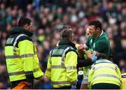 10 February 2018; Robbie Henshaw of Ireland receives medical attention after sustaining an injury during the Six Nations Rugby Championship match between Ireland and Italy at the Aviva Stadium in Dublin. Photo by David Fitzgerald/Sportsfile