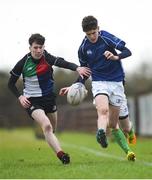 14 February 2018; Tom Martin of North Midlands in action against Eoin Hickey of Midlands during the Shane Horgan Cup 4th Round match between North Midlands and Midlands at Ashbourne RFC in Ashbourne, Co Meath. Photo by David Fitzgerald/Sportsfile
