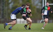 14 February 2018; Scott Milne of Midlands is tackled by Alex Robinson of North Midlands during the Shane Horgan Cup 4th Round match between North Midlands and Midlands at Ashbourne RFC in Ashbourne, Co Meath. Photo by David Fitzgerald/Sportsfile