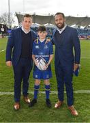 17 February 2018; Leinster mascot Robbie Jones, from Donnybrook, Dublin with Isa Nacewa and Bryan Byrne prior to the Guinness PRO14 Round 15 match between Leinster and Scarlets at the RDS Arena in Dublin. Photo by Brendan Moran/Sportsfile