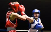 17 February 2018; Shannon Sweeney, right, St. Annes, Co. Mayo in action against Courtney Daly, left, Crumlin, Dublin, during their bout at the 2018 IABA Elite Boxing Championships Semi-Finals at the National Stadium in Dublin. Photo by Barry Cregg/Sportsfile