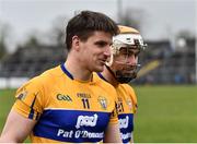 18 February 2018; John Conlon, left, and Conor McGrath of Clare leave the field following their side's victory during the Allianz Hurling League Division 1A Round 3 match between Clare and Cork at Cusack Park in Ennis, Clare. Photo by Seb Daly/Sportsfile
