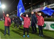 17 February 2018; Young players from Tullow RFC, Carlow, as flagbearers prior to the Guinness PRO14 Round 15 match between Leinster and Scarlets at the RDS Arena in Dublin. Photo by Brendan Moran/Sportsfile