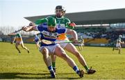 25 February 2018; Ross King of Laois in action against Ben Conneely of Offaly during the Allianz Hurling League Division 1B Round 4 match between Offaly and Laois at Bord Na Móna O’Connor Park in Offaly. Photo by Sam Barnes/Sportsfile