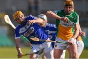 25 February 2018; Charles Dwyer of Laois in action against Colin Egan of Offaly during the Allianz Hurling League Division 1B Round 4 match between Offaly and Laois at Bord Na Móna O’Connor Park in Offaly. Photo by Sam Barnes/Sportsfile