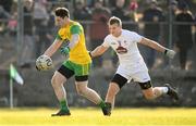 25 February 2018; Jamie Brennan of Donegal in action against Peter Kelly of Kildare during the Allianz Football League Division 1 Round 4 match between Donegal and Kildare at Fr Tierney Park in Ballyshannon, Co Donegal. Photo by Stephen McCarthy/Sportsfile