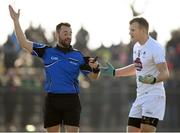 25 February 2018; Peter Kelly of Kildare appeals to referee David Gough during the Allianz Football League Division 1 Round 4 match between Donegal and Kildare at Fr Tierney Park in Ballyshannon, Co Donegal. Photo by Stephen McCarthy/Sportsfile