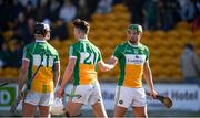 25 February 2018; Offaly players, from left, Shane Dooley, Oisin Kelly and Joe Bergin following the Allianz Hurling League Division 1B Round 4 match between Offaly and Laois at Bord Na Móna O’Connor Park in Offaly. Photo by Sam Barnes/Sportsfile