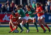 25 February 2018; Siwan Lillicrap of Wales is tackled by Claire McLaughlin of Ireland during the Women's Six Nations Rugby Championship match between Ireland and Wales at Donnybrook Stadium in Dublin. Photo by David Fitzgerald/Sportsfile