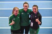 1 March 2018; Irish Athletes, from left, Amy Foster, Ciara Neville and Phil Healy during the IAAF World Indoor Championships previews at the Birmingham Arena in England. Photo by Sam Barnes/Sportsfile