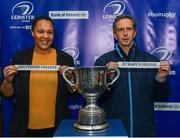 7 March 2018; Bank of Ireland representative Sophie Spence, left, and Head of Operations at Donnybrook David Ross during the Bank of Ireland Leinster Schools Junior Cup Semi-Final Draw at the Old Wesley Clubhouse in Dublin. Photo by Harry Murphy/Sportsfile