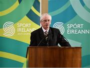 8 March 2018: John Treacy, CEO Sport Ireland, speaking at the launch of the 2017 Sport Ireland Anti-Doping Review at the The Law Society of Ireland in Dublin. Photo by Seb Daly/Sportsfile