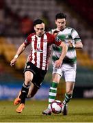 9 March 2018; Aaron McEneff of Derry City in action against Ronan Finn of Shamrock Rovers during the SSE Airtricity League Premier Division match between Shamrock Rovers and Derry City at Tallaght Stadium in Tallaght, Dublin. Photo by Seb Daly/Sportsfile