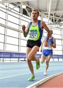 10 March 2018; Shane Healy of Metro/St. Brigid's A.C., Co Dublin, competing in the M45 800m during the Irish Life Health National Masters Indoor Championships at Athlone IT in Athlone, Co Westmeath. Photo by Sam Barnes/Sportsfile