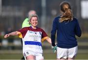 10 March 2018; Shauna Molloy of UL runs to celebrate with team mate Aisling McCarthy following their side's victory in the Gourmet Food Parlour HEC O'Connor Cup semi-final match between University of Limerick and University College Cork at IT Blanchardstown in Blanchardstown, Dublin. Photo by David Fitzgerald/Sportsfile