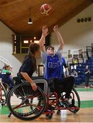 13 March 2018: The finals of the inaugural ‘All-Ireland TY Wheelchair Basketball Championships’ launched by Irish Wheelchair Association (IWA) took place on Tuesday, 13th March 2018 in the National Basketball Arena, Tallaght. Ardscoil na Mara, Tramore Co. Waterford and Gaelcholáiste Mhuire AG, Cork reached the grand final with Gaelcholáiste Mhuire AG rolling to victory on the day, in a fast paced match which ended in 11 - 4. A general view of action during the final between Grennan College Thomastown and Santa Sabina & St Fintans at the National Basketball Arena in Tallaght, Dublin. Photo by Eóin Noonan/Sportsfile