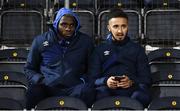 16 March 2018; Izzy Akinade, left, and Bastien Hénry of Waterford watch on from the stand prior to the SSE Airtricity League Premier Division match between Dundalk and Waterford at Oriel Park in Dundalk, Louth. Photo by Stephen McCarthy/Sportsfile