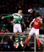 16 March 2018; Owen Garvan of St Patrick's Athletic in action against Graham Burke of Shamrock Rovers during the SSE Airtricity League Premier Division match between Shamrock Rovers and St Patrick's Athletic at Tallaght Stadium in Tallaght, Dublin. Photo by Eóin Noonan/Sportsfile