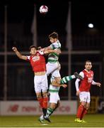 16 March 2018; Lee Grace of Shamrock Rovers in action against Jake Keegan of St Patrick's Athletic during the SSE Airtricity League Premier Division match between Shamrock Rovers and St Patrick's Athletic at Tallaght Stadium in Tallaght, Dublin. Photo by Eóin Noonan/Sportsfile