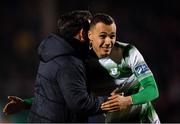 16 March 2018; Shamrock Rovers head coach Stephen Bradley celebrates with Graham Burke following his side's win in the SSE Airtricity League Premier Division match between Shamrock Rovers and St Patrick's Athletic at Tallaght Stadium in Tallaght, Dublin. Photo by Eóin Noonan/Sportsfile