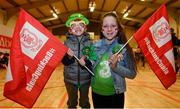 17 March 2018: Cuala supporters, Dylan, 5, and Tegan Duffy, 7, from Glasthule, Co Dublin,  pictured during DAVY/ Cuala GAA pre-match activities ahead of the AIB GAA Hurling All-Ireland Senior Club Championship Final between Cuala and Na Piarsaigh. DAVY is proud to sponsor the Cuala Senior Hurling Team. The activities took place at Cuala GAA in Dalkey, Dublin. Photo by Sam Barnes/Sportsfile