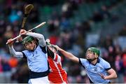 17 March 2018: Shane Dowling, left, and Ronan Lynch of Na Piarsaigh in action against Jake Malone of Cuala during the AIB GAA Hurling All-Ireland Senior Club Championship Final match between Cuala and Na Piarsaigh at Croke Park in Dublin. Photo by Stephen McCarthy/Sportsfile