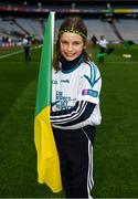 17 March 2018: AIB flagbearer Amy Jordan, age 10, who won an AIB flag bearer competition to wave on Corofin sat the AIB Senior Football Club Championship Final between Corofin and Nemo Rangers at Croke Park on St. Patrick's Day. For exclusive content and behind the scenes action of the AIB GAA & Camogie Club Championships follow AIB GAA on Facebook, Twitter, Instagram and Snapchat and www.aib.ie/gaa. Photo by Stephen McCarthy/Sportsfile