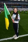 17 March 2018: AIB flagbearer Eilish Horan, age 11, who won an AIB flag bearer competition to wave on Corofin sat the AIB Senior Football Club Championship Final between Corofin and Nemo Rangers at Croke Park on St. Patrick's Day. For exclusive content and behind the scenes action of the AIB GAA & Camogie Club Championships follow AIB GAA on Facebook, Twitter, Instagram and Snapchat and www.aib.ie/gaa. Photo by Stephen McCarthy/Sportsfile