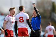 18 March 2018; Referee Maurice Deegan shows Colm Cavanagh of Tyrone the black card during the Allianz Football League Division 1 Round 6 match between Mayo and Tyrone at Elverys MacHale Park in Castlebar, Co. Mayo. Photo by Sam Barnes/Sportsfile