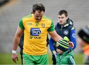 18 March 2018; Michael Murphy of Donegal leaves the field with a young supporter after the Allianz Football League Division 1 Round 6 match between Monaghan and Donegal at St. Tiernach's Park in Clones, Monaghan. Photo by Oliver McVeigh/Sportsfile