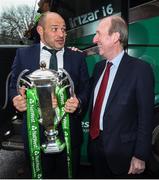 18 March 2018; Ireland captain Rory Best is greeted by Minister for Transport, Tourism and Sport, Shane Ross T.D. during the Ireland Rugby homecoming at the Shelbourne Hotel in Dublin. Photo by David Fitzgerald/Sportsfile