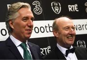 18 March 2018; FAI Chief Executive John Delaney, right, and Minister for Transport, Tourism and Sport, Shane Ross T.D. during the 3 FAI International Awards at RTE Studios in Donnybrook, Dublin. Photo by Stephen McCarthy/Sportsfile