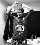 17 March 2018; (EDITORS NOTE: Image has been converted to black & white) Michael Conlan, prior to his super bantamweight bout against David Berna at The Theater at Madison Square Garden in New York, USA. Mikey Williams / Top Rank / Sportsfile
